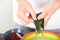 Hold the zong leaves with both hands into a funnel shape and prepare to make zongzi