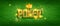 Holdem poker banner, vector casino green table background, shiny bulb letters, golden crown.