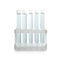 Holder with test tubes on white background