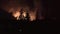 Holderberg, Moers - Germany November 08 2018 : Terrible fire burning in the village of Holderberg
