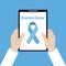 Holding a clipboard. September as Prostate Cancer Awareness Month. Prostate Cancer Ribbon Background