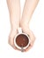 Holding cocoa cup with two hands