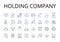 Holding company line icons collection. Parent corporation, Control center, Master entity, Dominant group, Leadership