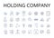 Holding company line icons collection. Parent corporation, Control center, Master entity, Dominant group, Leadership