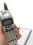 Holding cordless phone with address book