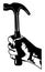 Holding a Hammer Black and White Vector Graphic