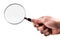 Holding a magnifying glass over white