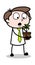 Holding a Plant - Office Businessman Employee Cartoon Vector Illustration