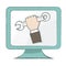 Holding spanner icon on computer monitor - Vector Illustration