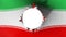 Hole cut in the flag of Iran