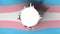 Hole cut in the flag of Transgender pride