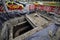 Hole in the ground made by the city hall workers to change hot water pipes from the Bucharest`s thermal energy distributor RADET