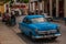 Holguin, Cuba: retro blue old car on the street