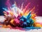Holi Explosion: Vibrant Rainbow Paint Powder Panorama