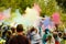 Holi Festival. Children throw colored powder