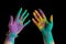 Holi painted hands