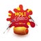 Holi sale template design with illustration of dhol Drum and water guns.