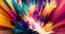 Holi splash colorful mixed rainbow powder explosion banner background. Ai generated