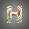 Holiday alphabet letter H uppercase. Christmas font made of peppermint candy canes. 3D render.