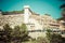 holiday apartment building and sun terrace in Ibiza island, Spain