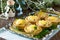 Holiday appetizer: tartlets with mushrooms and meat