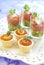 Holiday appetizers with salmon and red caviar