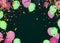 Holiday background with balloons, flags, streamer. Multicolored bright buntings garlands with confetti and air balls isolated on