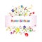 Holiday background for carnival, Happy Birthday. Colorful festive flags and confetti