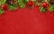 Holiday background with Christmas tree twigs, cones, balls abd l