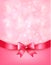 Holiday background with gift pink bow and ribbon.