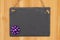 Holiday blank hanging chalkboard sign with purple bow sign on wood