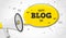 Holiday blog day. Megaphone and colorful yellow speech bubble with quote. Blog management, blogging and writing for