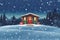 a holiday cabin seasons greetings country cold winter christmas eve night holidays isolated freezing snowfall warm cozy greeting