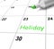 Holiday Calendar Shows Downtime And Day Off