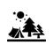 Holiday camping, travel icon. Black vector graphics