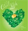 Holiday card with calligraphic words Good Luck and Shamrock hear