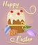 Holiday card for Easter. Cute greeting card with easter cake. Vector illustration.
