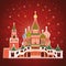 Holiday card with historic buildings of Moscow