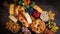 Holiday Charcuterie overhead view flat lay festive food