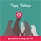Holiday Christmas card with cute sea lion family