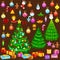 Holiday christmas tree isolated decoration for celebrate xmass with ball gold bells candles stars lights candy