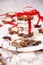 Holiday concept with napkin, cookies and spices