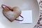 Holiday cookie heart shaped with paper note