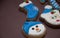 Holiday Cookies X-mas blue and white Santa Snowman