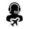 Holiday Customer service icon vector male person profile symbol for travel support helpline in glyph pictogram