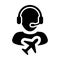 Holiday Customer service icon vector male person profile symbol for travel support helpline in glyph pictogram