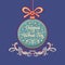 Holiday decorations - colored ball. Greeting card. Calligraphic phrase in Russia