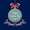 Holiday decorations - colored ball. Greeting card. Calligraphic phrase in Russia