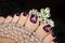 Holiday elegant purple pedicure.