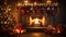 holiday fireplace with Christmas tree x\\\'mas presents gift, ai